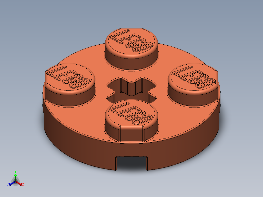 乐高零件 4032 板 2 x 2 圆形-4032 Bright Reddish Orange Plate 2 x 2 Round.SLDPRT