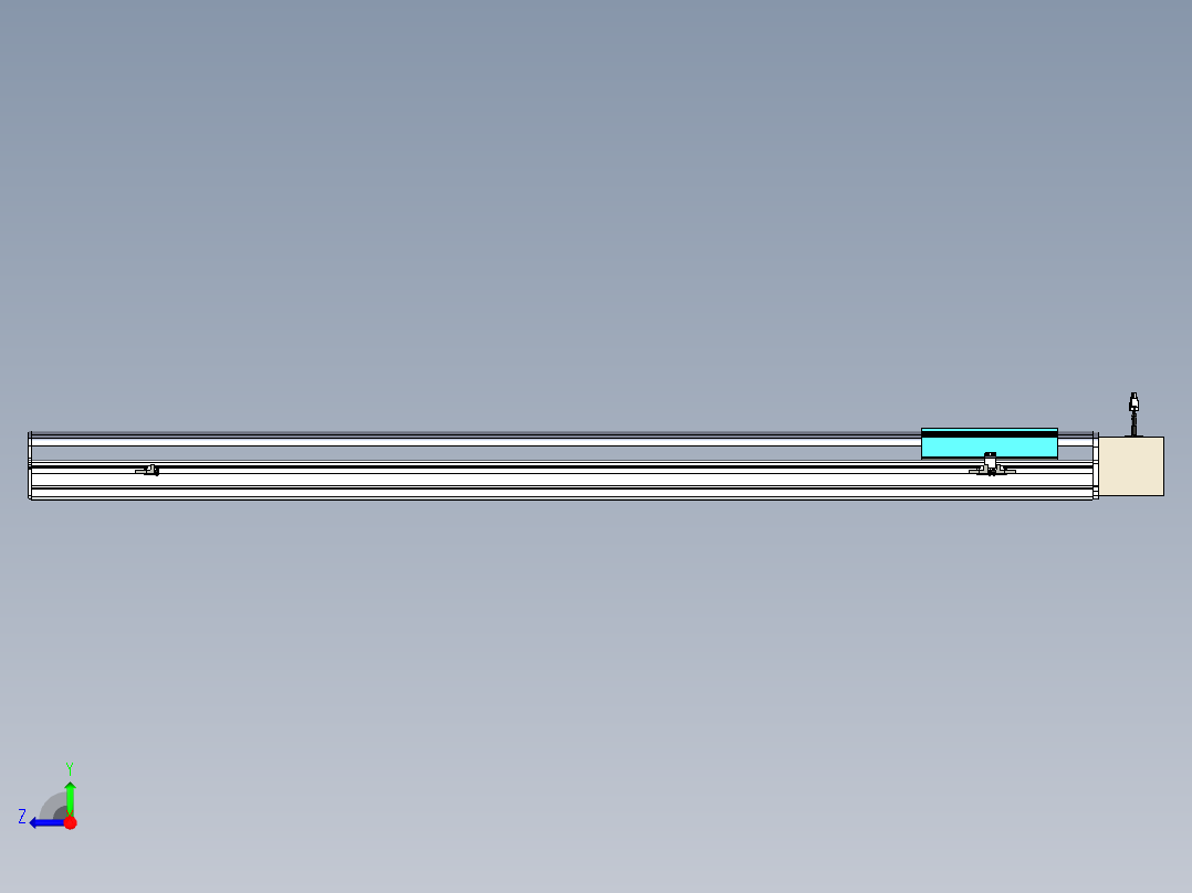 同步带滑台-半封闭B22-L100-C-S1400-L-P75-D3-N5右视图
