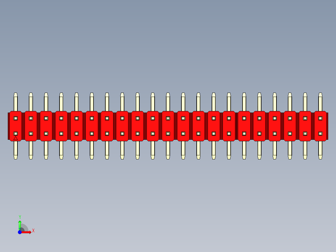彩色公排针 100mil 2.54mm 系列-DS1022_red_42p_100mil_TypeSMT_rev1.0前视图