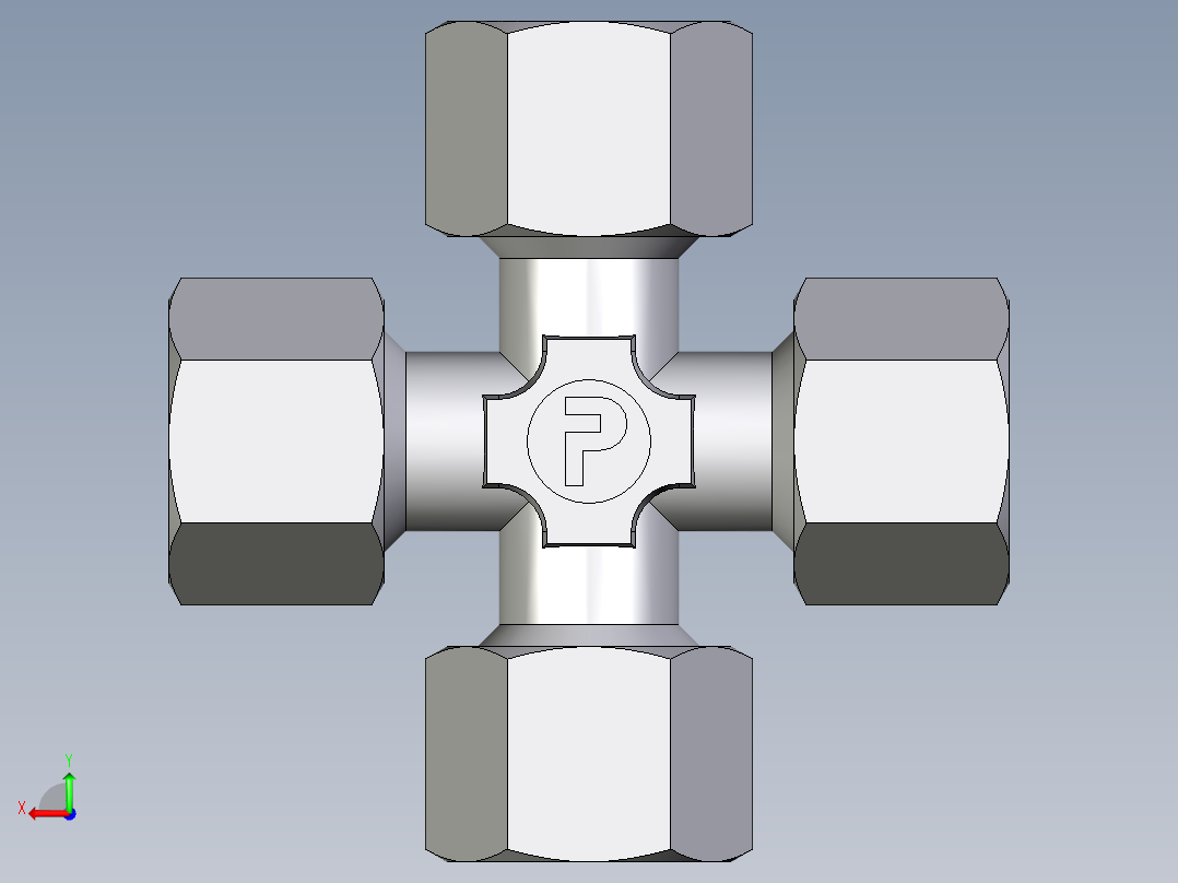卡套式工业通用硬管接头EO_Union_cross_K14ZSCF后视图