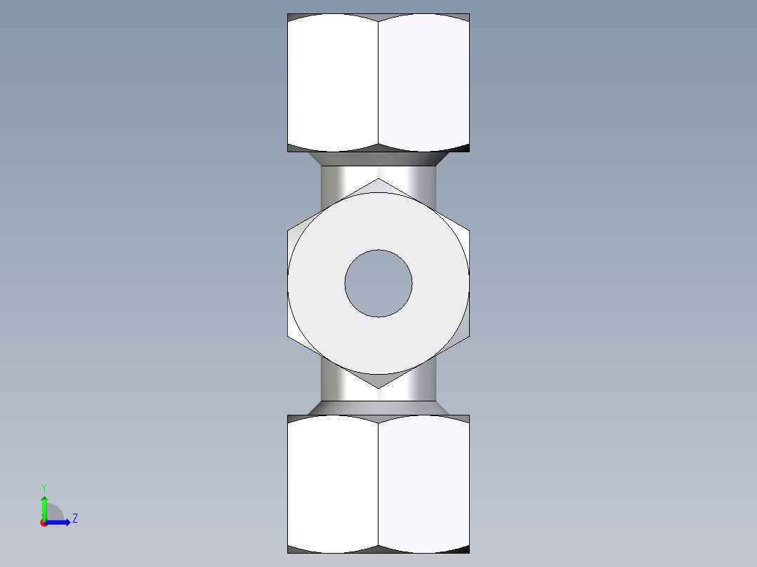 卡套式工业通用硬管接头EO_Union_cross_K14ZSCF左视图