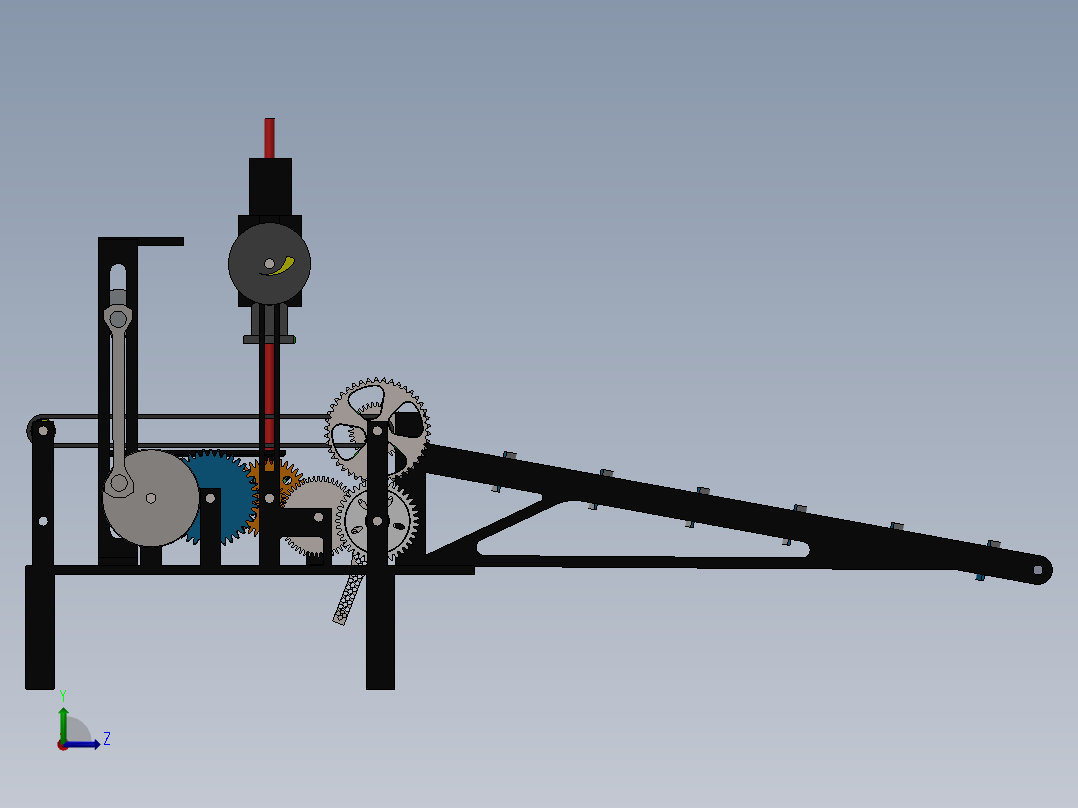传送带上料冲压和切割机左视图