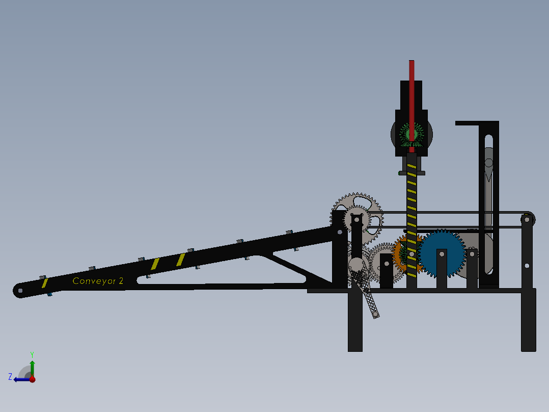 传送带上料冲压和切割机右视图