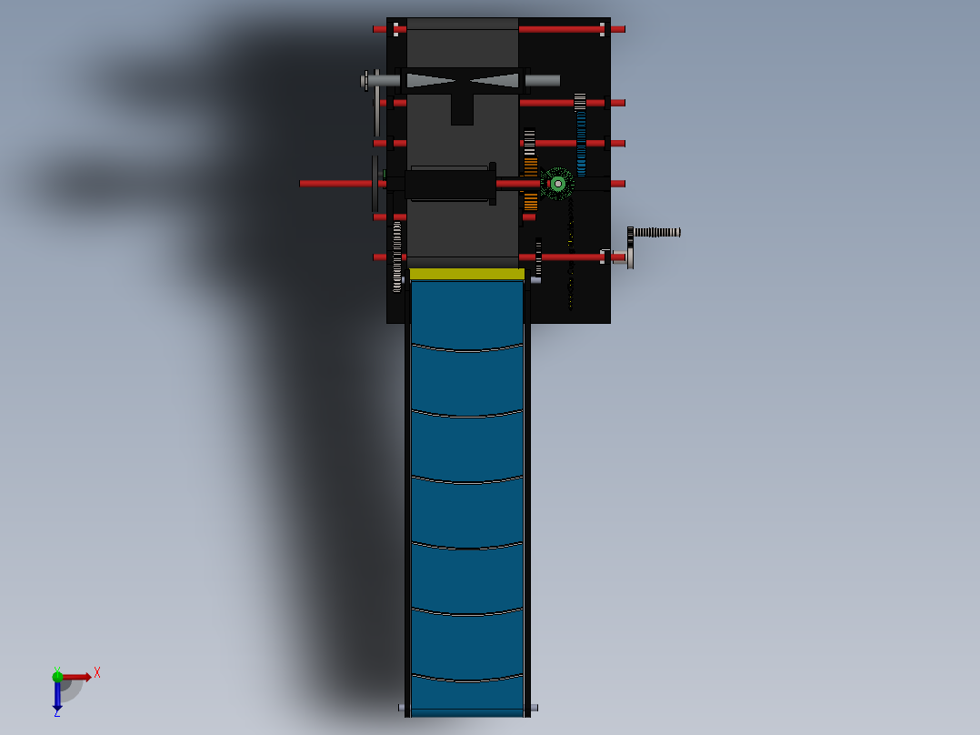 传送带上料冲压和切割机俯视图