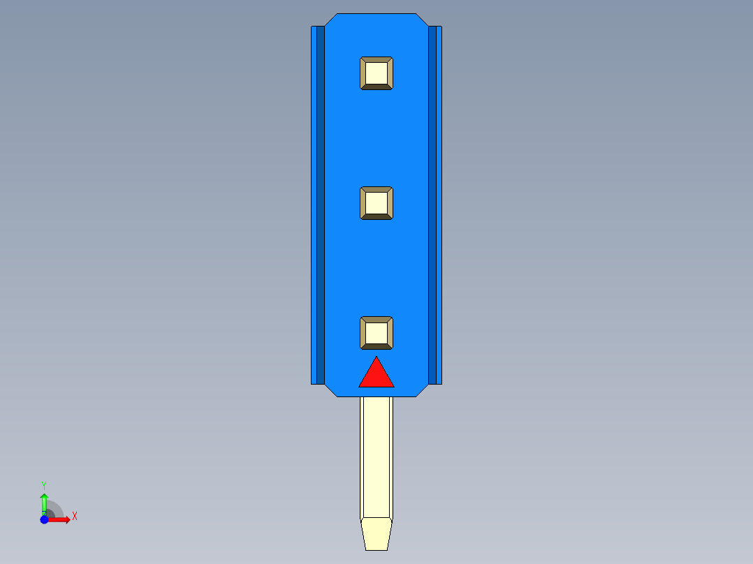 彩色公排针 100mil 2.54mm 系列-DS1022_blue_3x01p_100mil_TypeD_rev1.0前视图