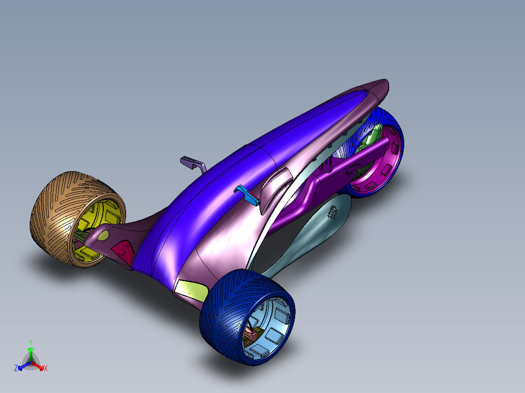 拉风的电动倒三轮正等轴测图