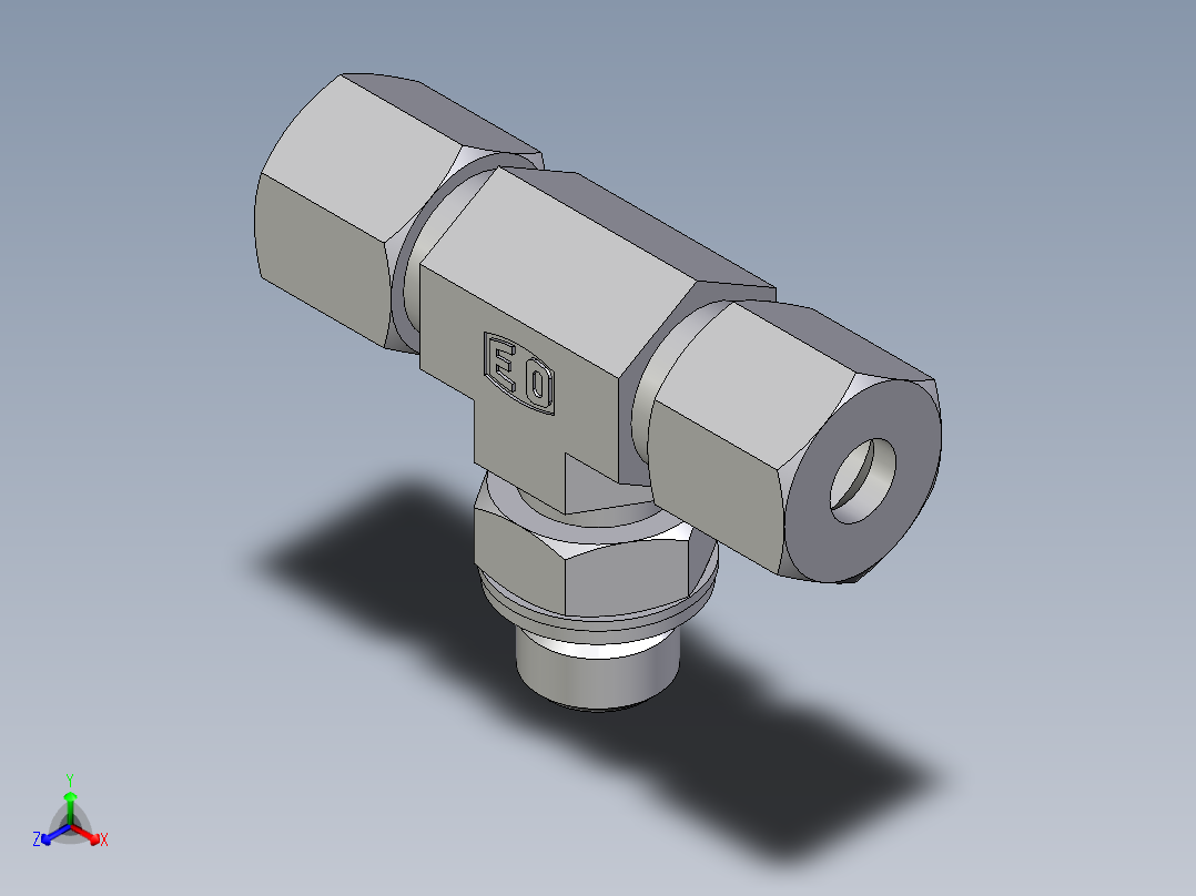 卡套式工业通用硬管接头EO_Adjustable_locknut_branch_tee_TEE08ZSMCF