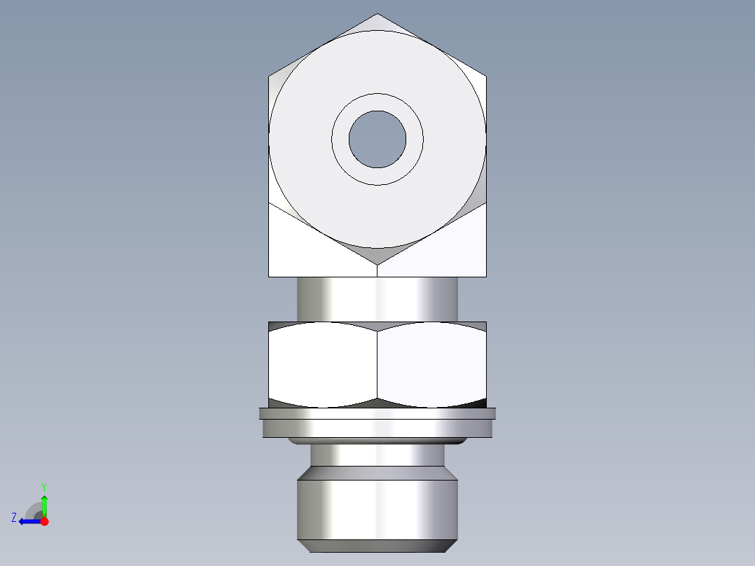 卡套式工业通用硬管接头EO_Adjustable_locknut_branch_tee_TEE08ZSMCF右视图
