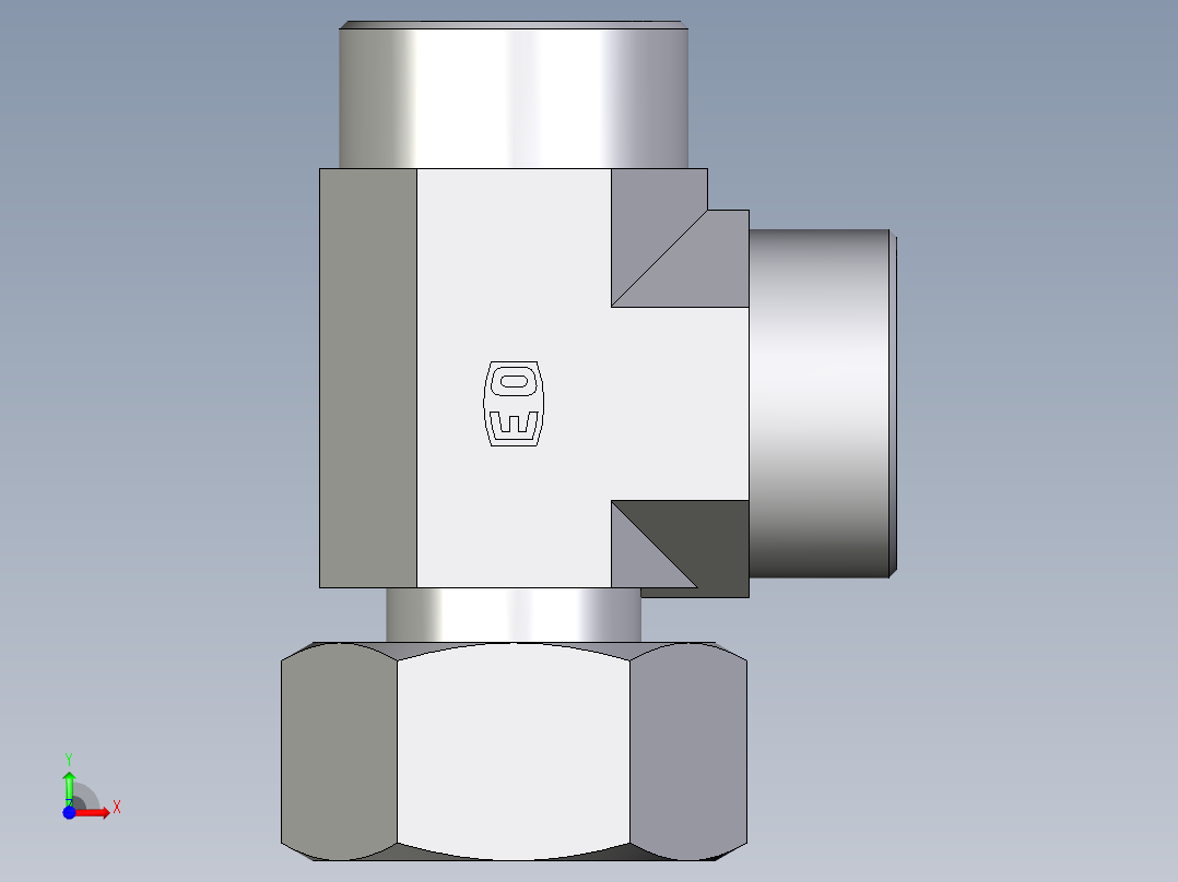 卡套式工业通用硬管接头EO_Standpipe_run_tee_EVL38SOMD71前视图