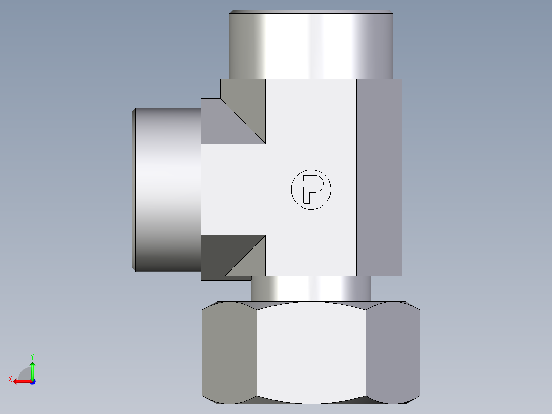 卡套式工业通用硬管接头EO_Standpipe_run_tee_EVL38SOMD71后视图