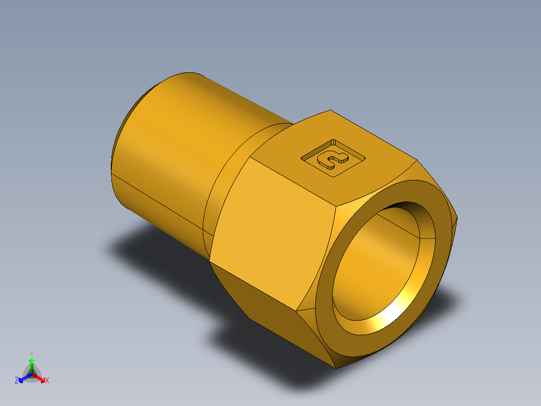 扩口式工业通用硬管接头Female Flare to Male Pipe Thread664FHD-4-4正等轴测图