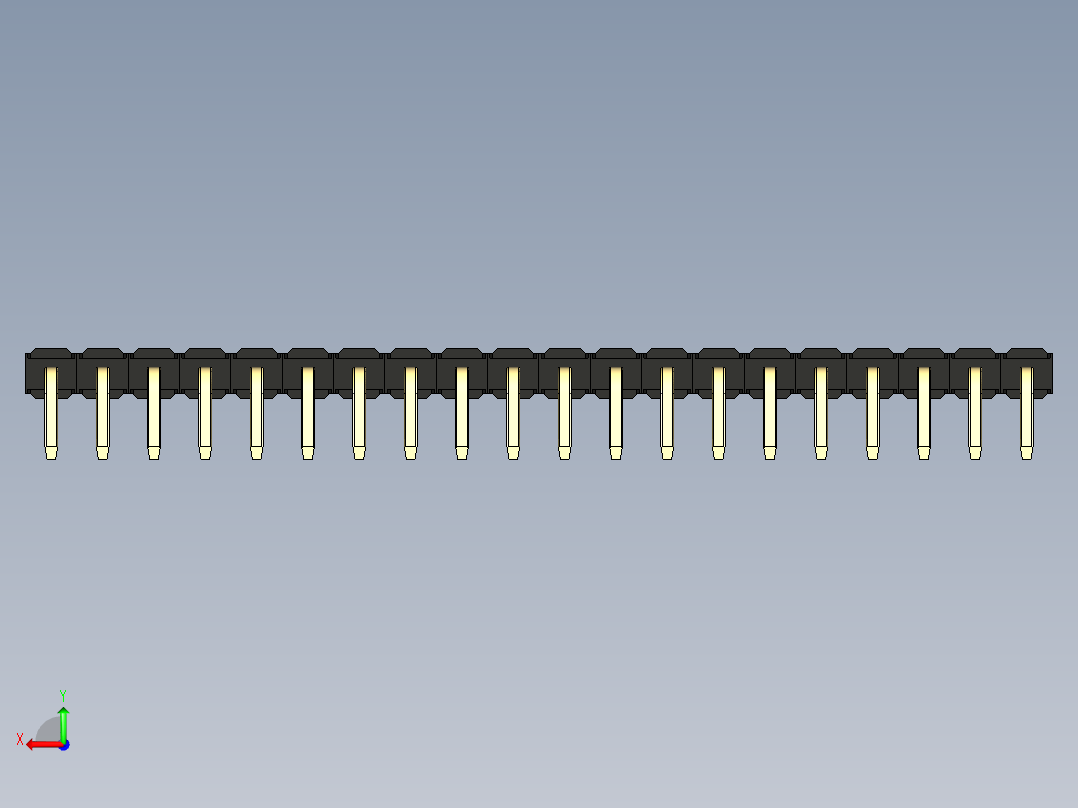 彩色公排针 100mil 2.54mm 系列-DS1022_black_1x20p_100mil_TypeD_rev1.0后视图