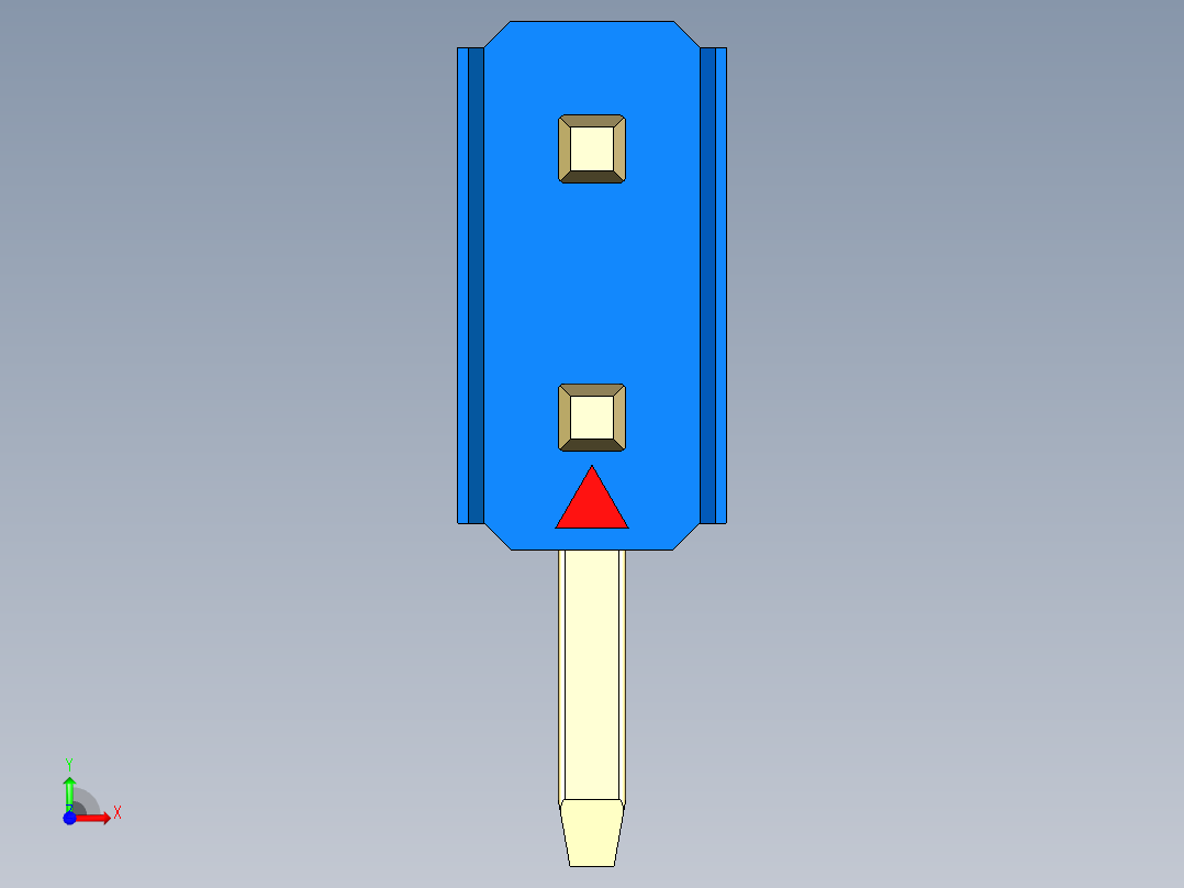 彩色公排针 100mil 2.54mm 系列-DS1022_blue_2x01p_100mil_TypeD_rev1.0前视图