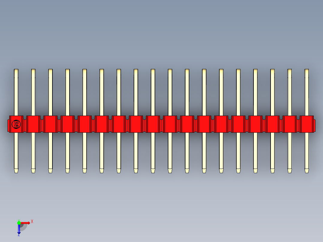 彩色公排针 100mil 2.54mm 系列-DS1022_red_3x18p_100mil_TypeD_rev1.0俯视图