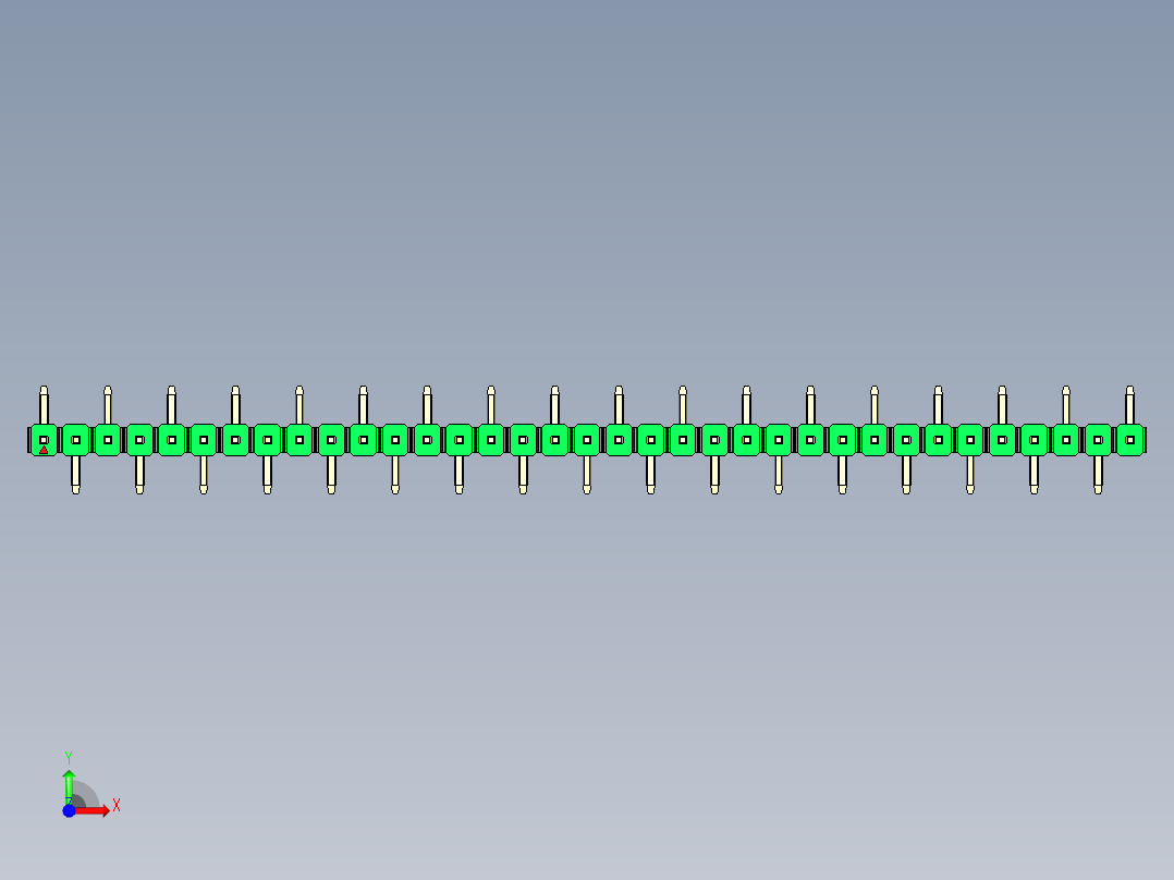 彩色公排针 100mil 2.54mm 系列-DS1022_green_35p_100mil_Type_SMT_R1_rev1.0前视图