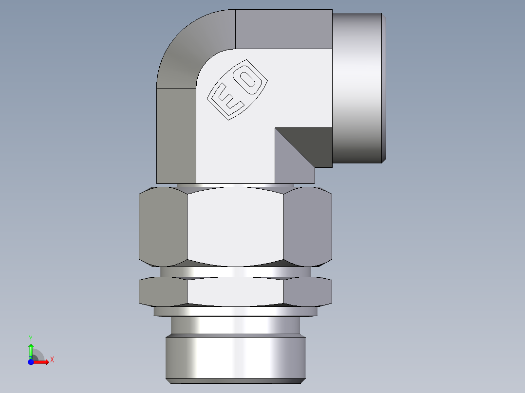 卡套式工业通用硬管接头EO_Assembled_adjustable_standpipe_elbow_EVW35LROMD71前视图