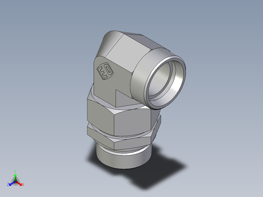 卡套式工业通用硬管接头EO_Assembled_adjustable_standpipe_elbow_EVW35LROMD71正等轴测图