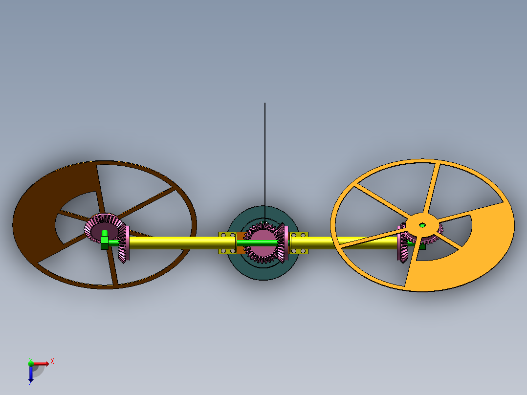 锥齿轮传动风力发电机模型俯视图