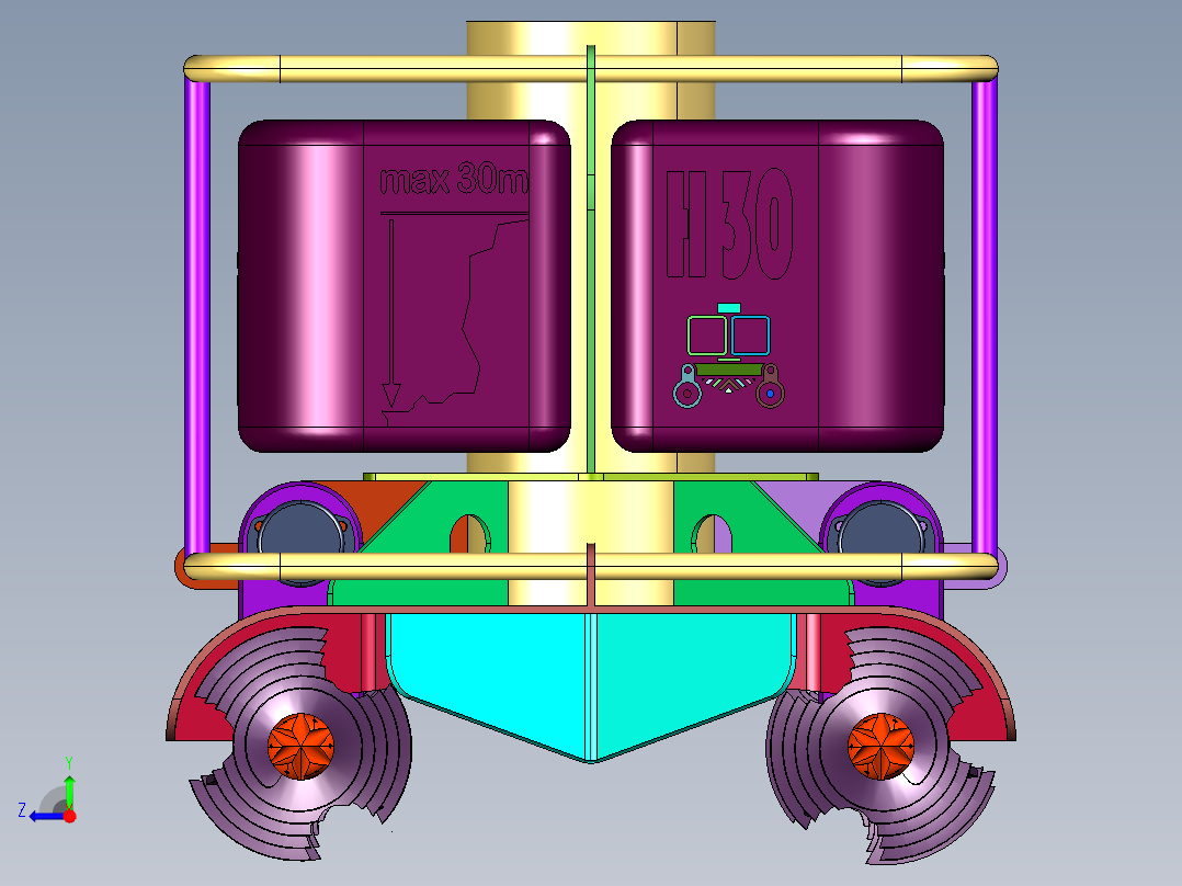 游泳池水下全自动吸污机构右视图
