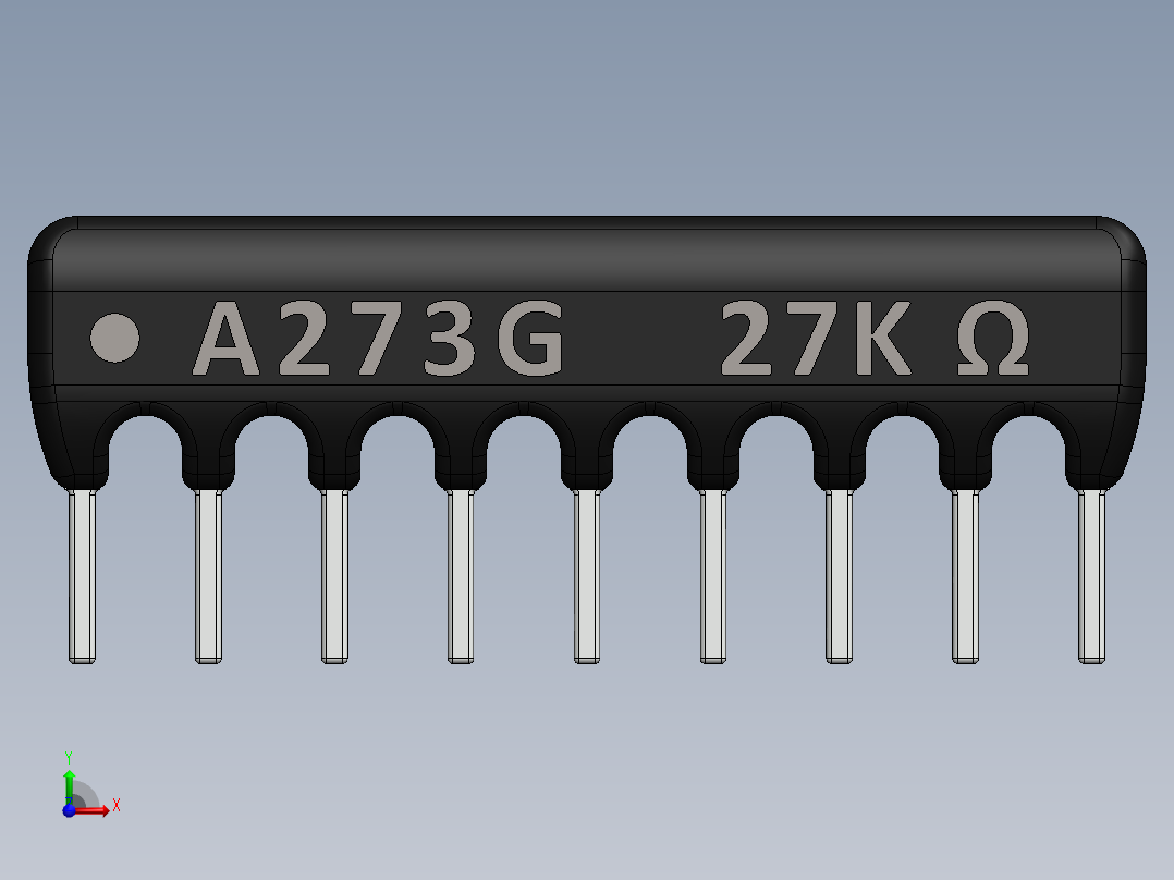 电容器 二极管 电阻器-Resistor Network 27K Ohm 9-Pin前视图
