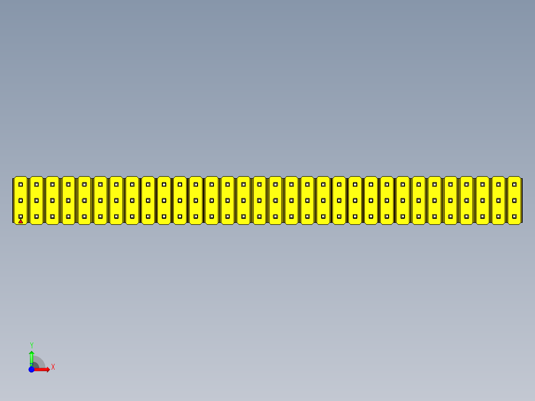 彩色公头100mil（2.54mm）系列-DS1021_yellow_3x32p_100mil_Type43_rev1.0前视图
