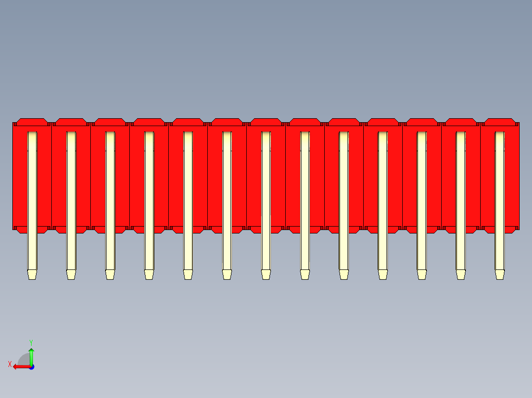 彩色公排针 100mil 2.54mm 系列-DS1022_red_3x13p_100mil_TypeD_rev1.0后视图
