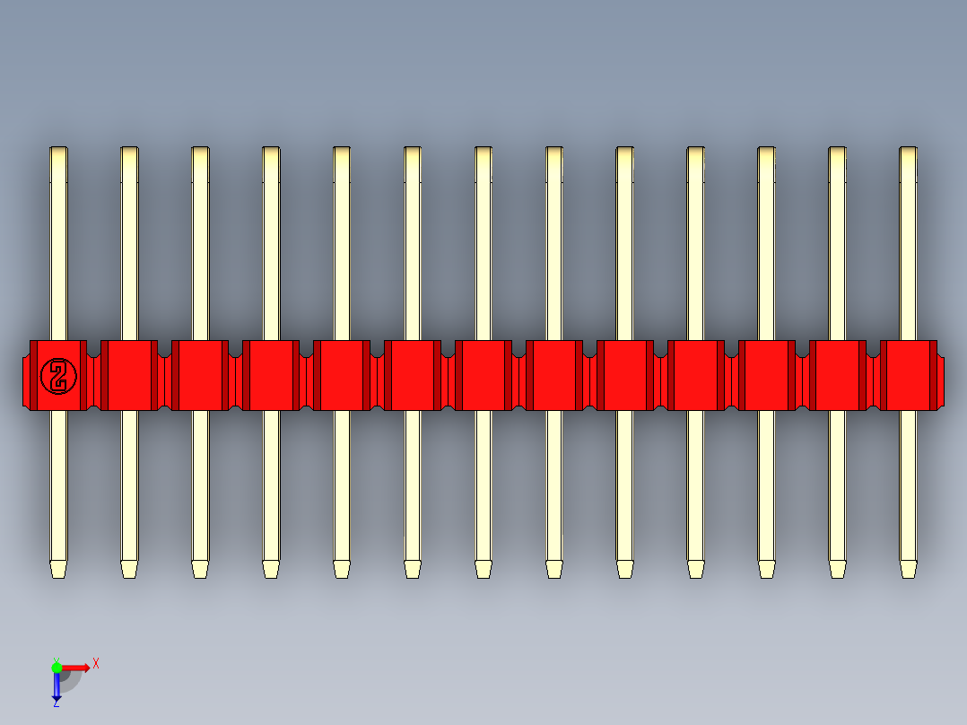 彩色公排针 100mil 2.54mm 系列-DS1022_red_3x13p_100mil_TypeD_rev1.0俯视图