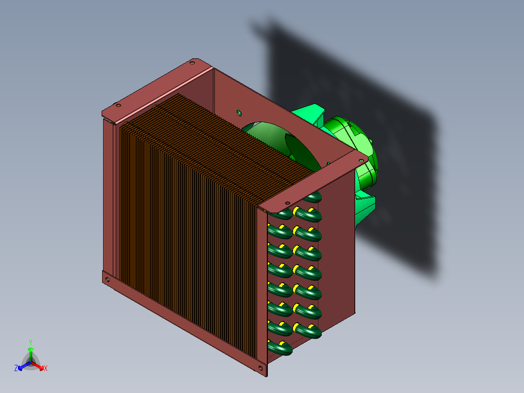 直流DC风冷却液压油换热器正等轴测图
