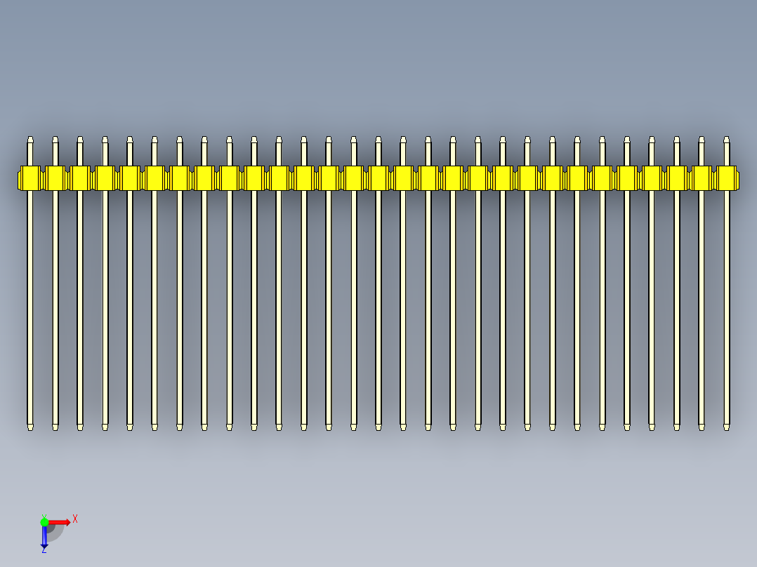 彩色公头100mil（2.54mm）系列-DS1021_yellow_1x29p_100mil_Type43_rev1.0俯视图