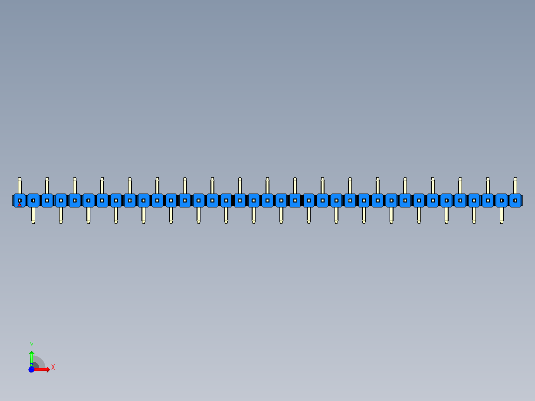 彩色公排针 100mil 2.54mm 系列-DS1022_blue_37p_100mil_Type_SMT_R1_rev1.0前视图