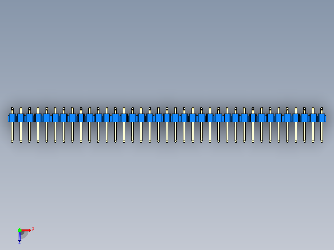 彩色公排针 100mil 2.54mm 系列-DS1022_blue_37p_100mil_Type_SMT_R1_rev1.0俯视图