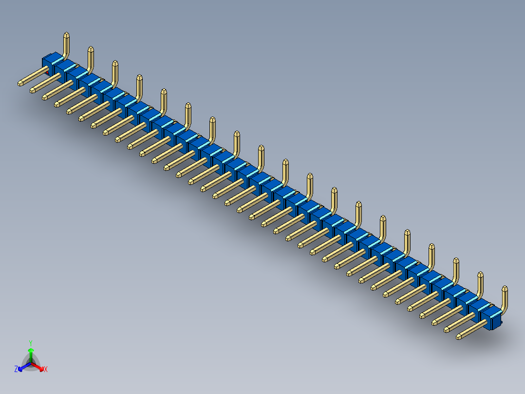 彩色公排针 100mil 2.54mm 系列-DS1022_blue_37p_100mil_Type_SMT_R1_rev1.0正等轴测图