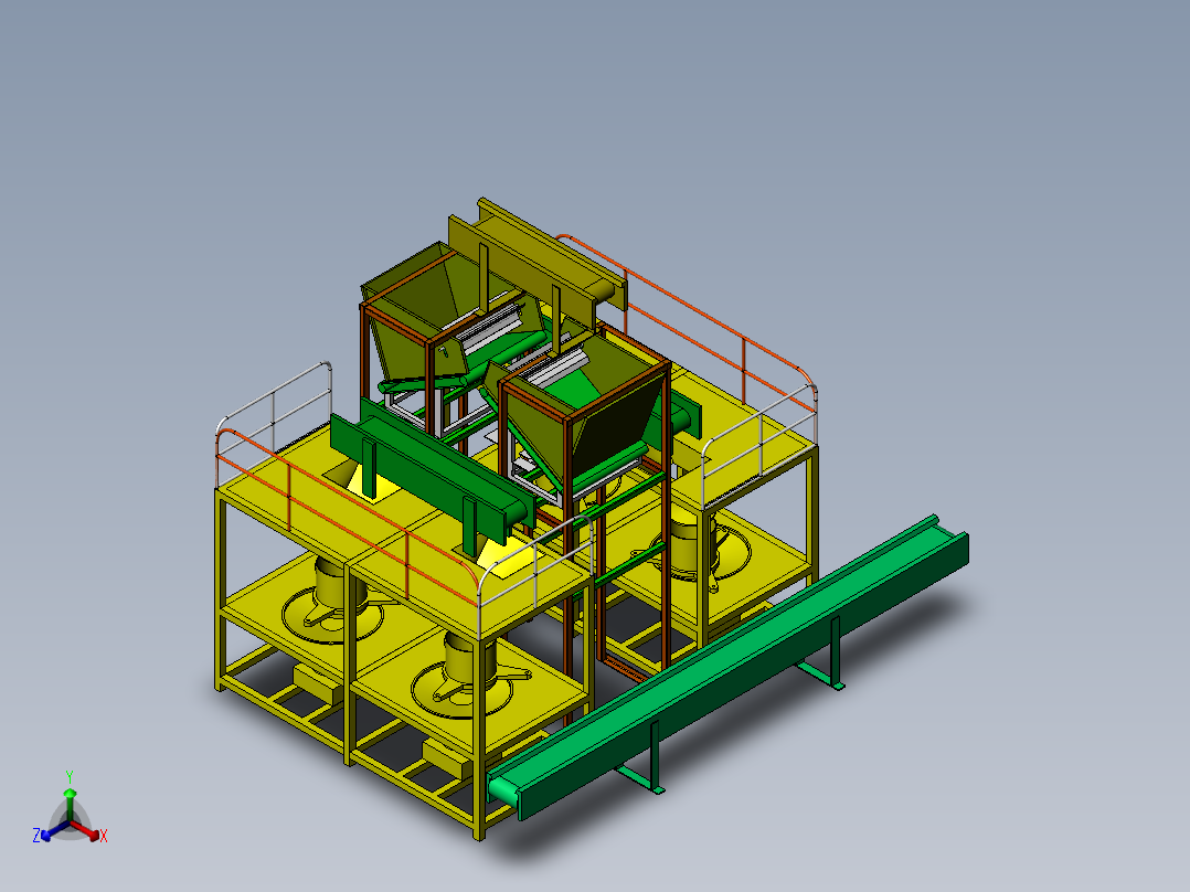 物料输送筛选机正等轴测图