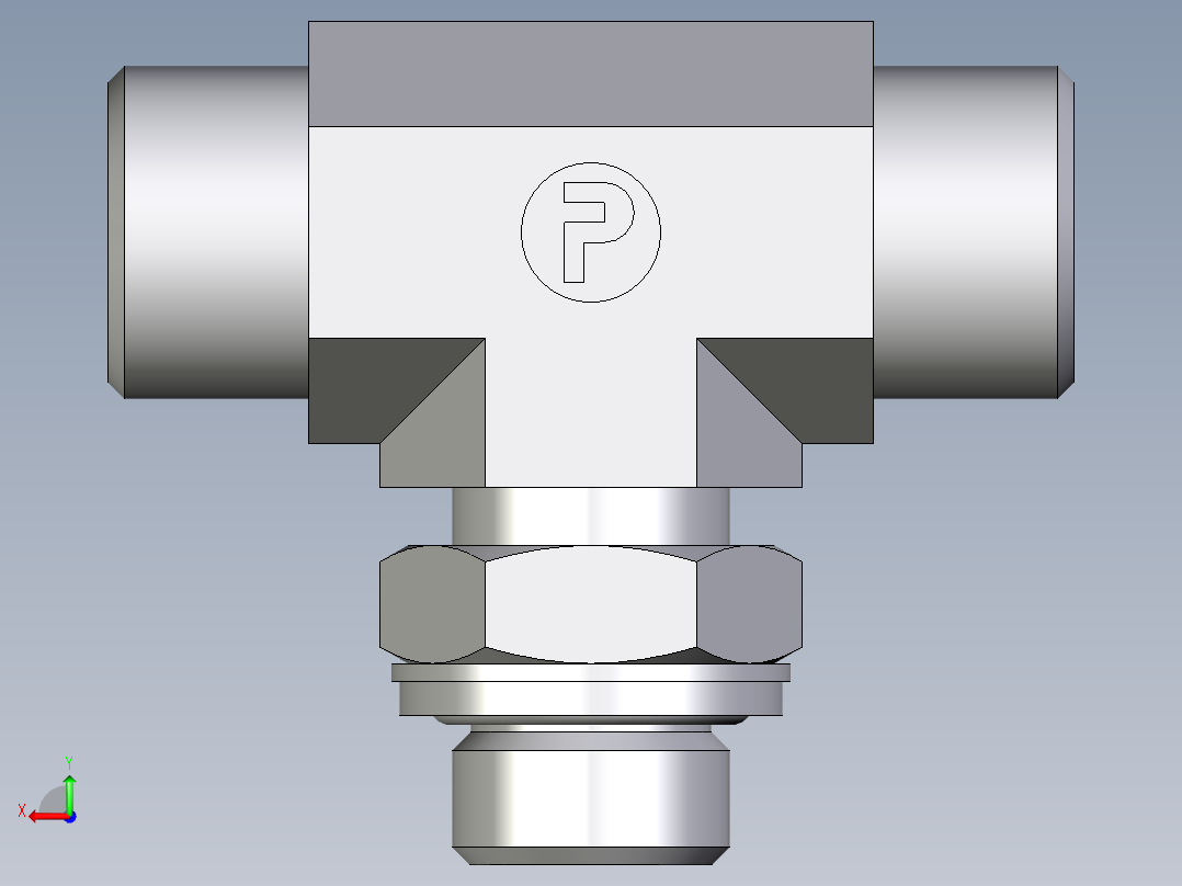 卡套式工业通用硬管接头EO_Adjustable_locknut_branch_tee_TEE12SROMDCF后视图