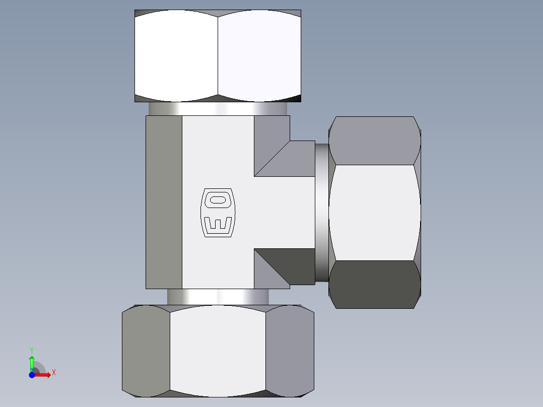 卡套式工业通用硬管接头EO_Standpipe_run_tee_EVL22L71前视图