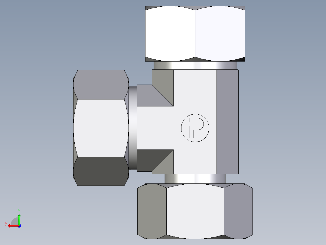 卡套式工业通用硬管接头EO_Standpipe_run_tee_EVL22L71后视图