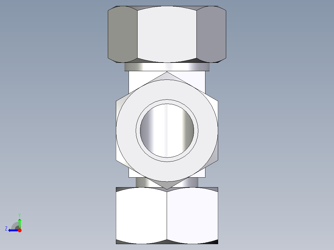 卡套式工业通用硬管接头EO_Standpipe_run_tee_EVL22L71右视图