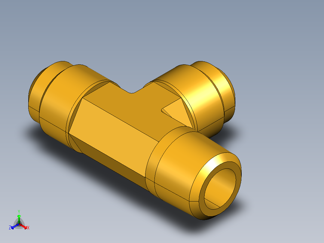 扩口式工业通用硬管接头Male Run Tee 151F-10-8正等轴测图