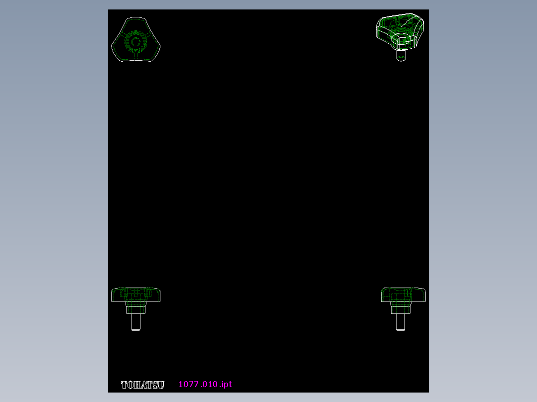 三瓣型把手1077-2D多系列多零件图纸模型