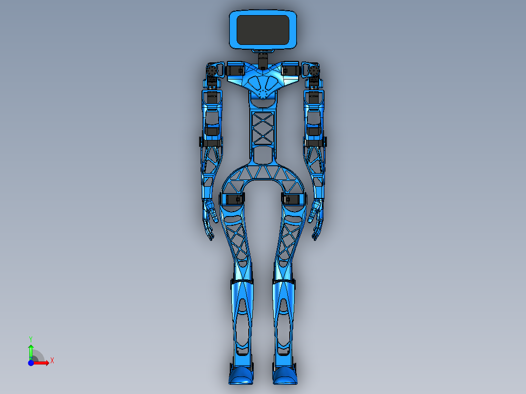 Aster适合3D打印的人形机器人模型3D图纸 IGES STL格式前视图