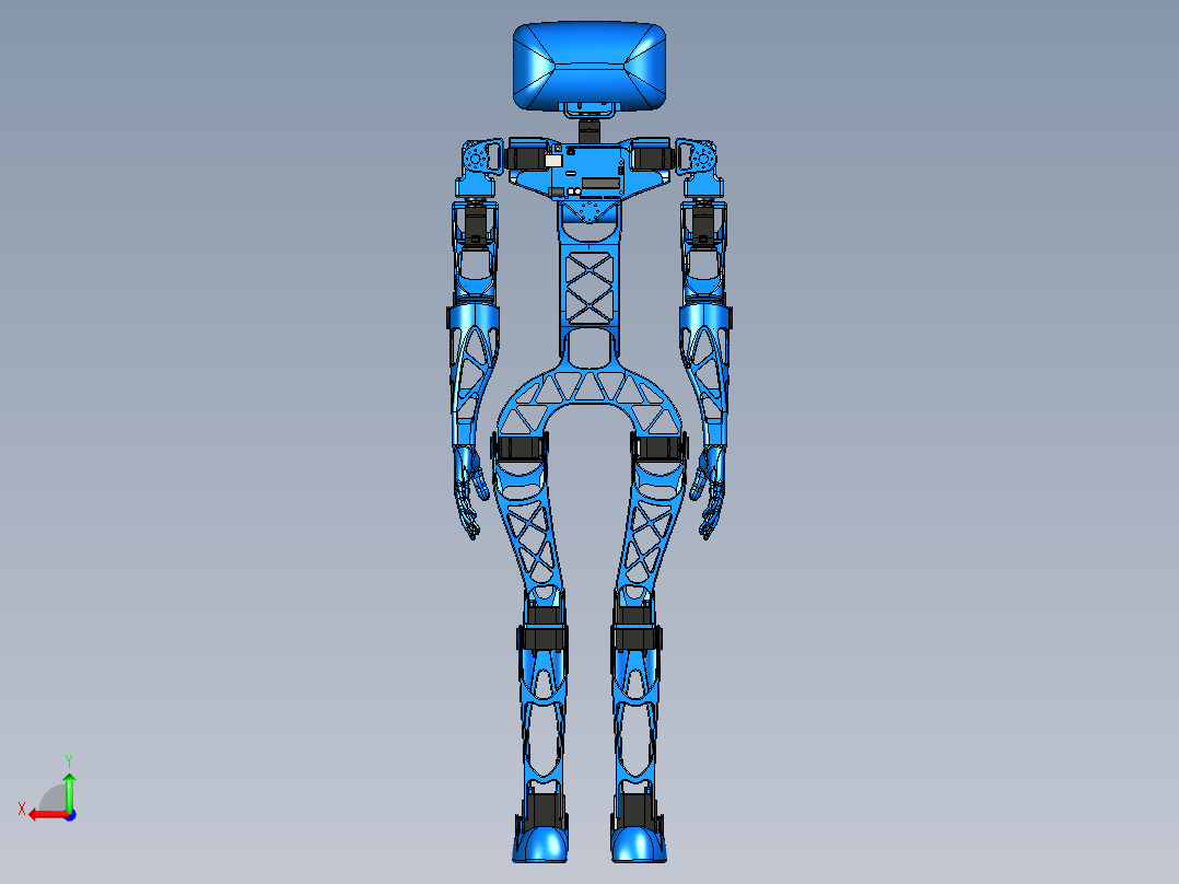Aster适合3D打印的人形机器人模型3D图纸 IGES STL格式后视图