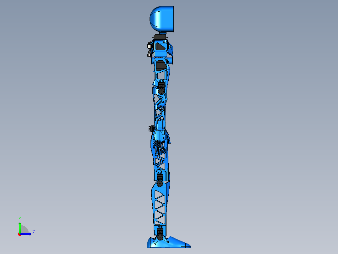 Aster适合3D打印的人形机器人模型3D图纸 IGES STL格式左视图