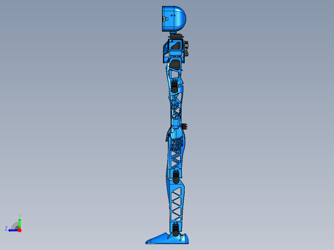 Aster适合3D打印的人形机器人模型3D图纸 IGES STL格式右视图