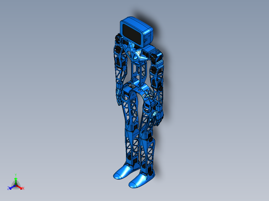 Aster适合3D打印的人形机器人模型3D图纸 IGES STL格式正等轴测图