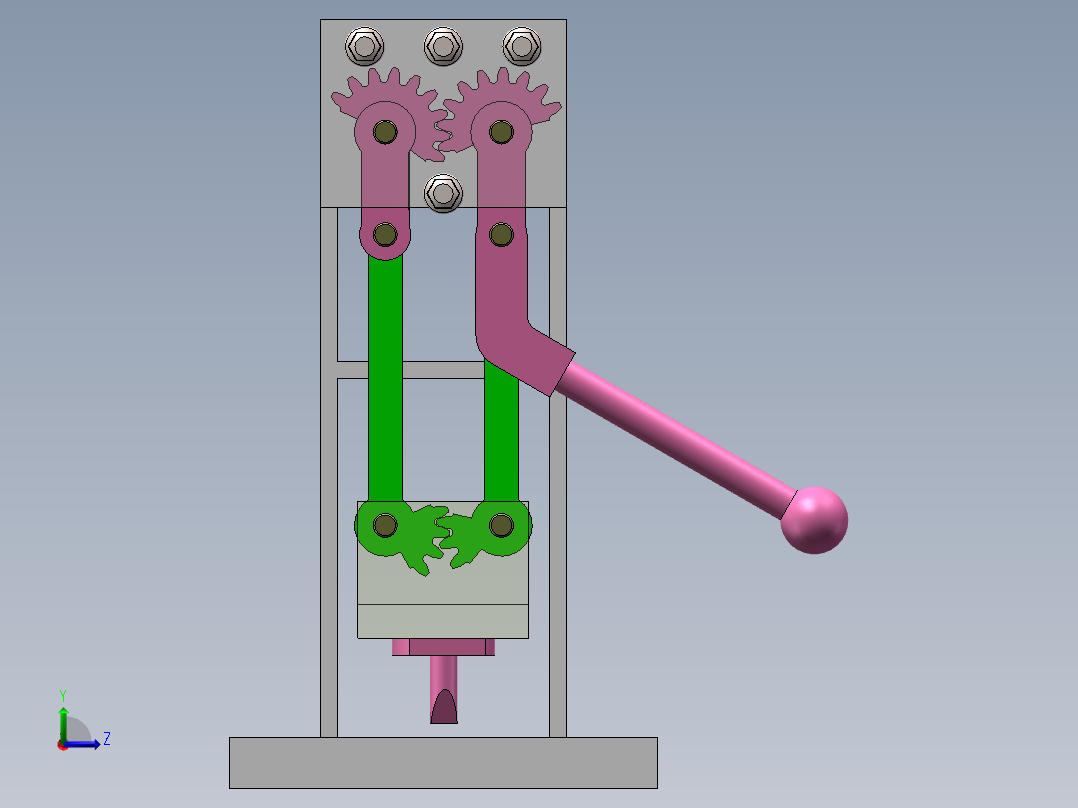 半齿轮下压机构左视图