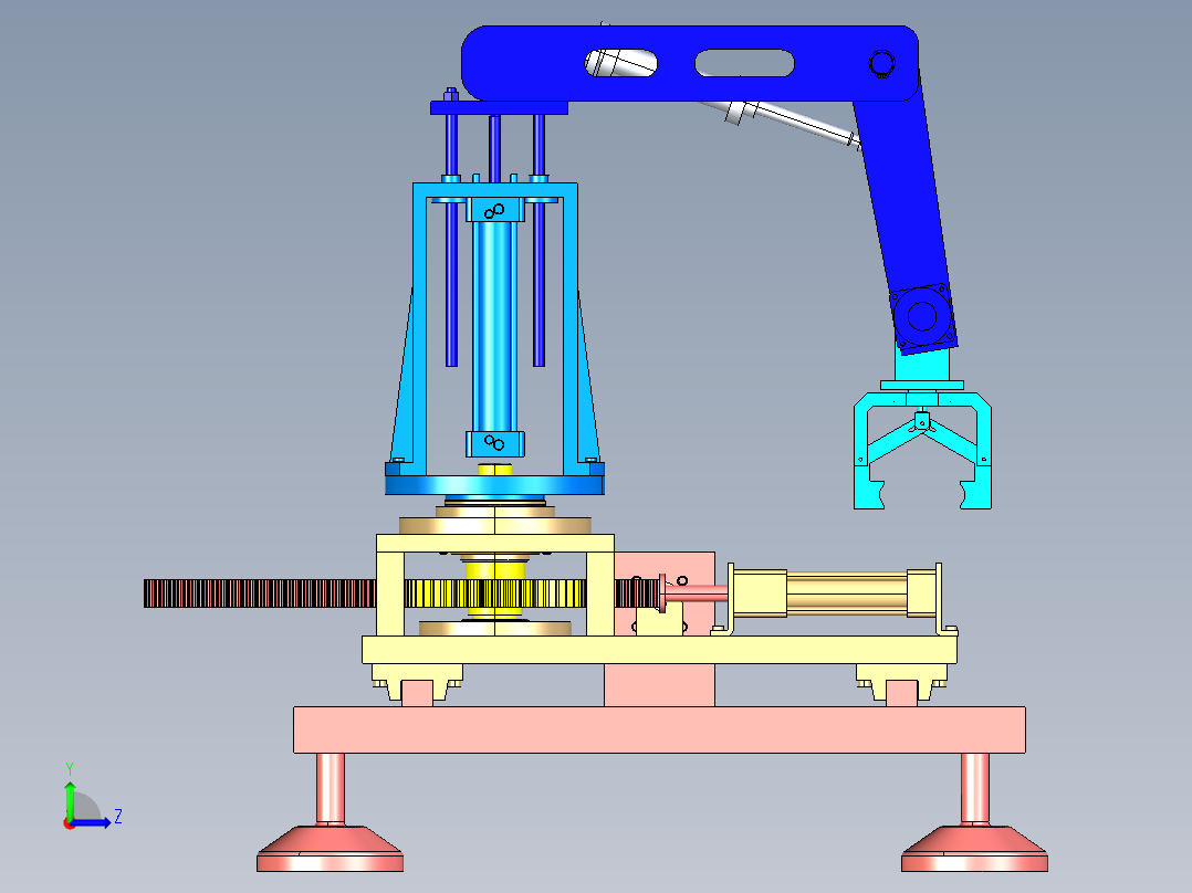 基于CATIA的五自由度液压机械手臂结构设计-含三维catia左视图