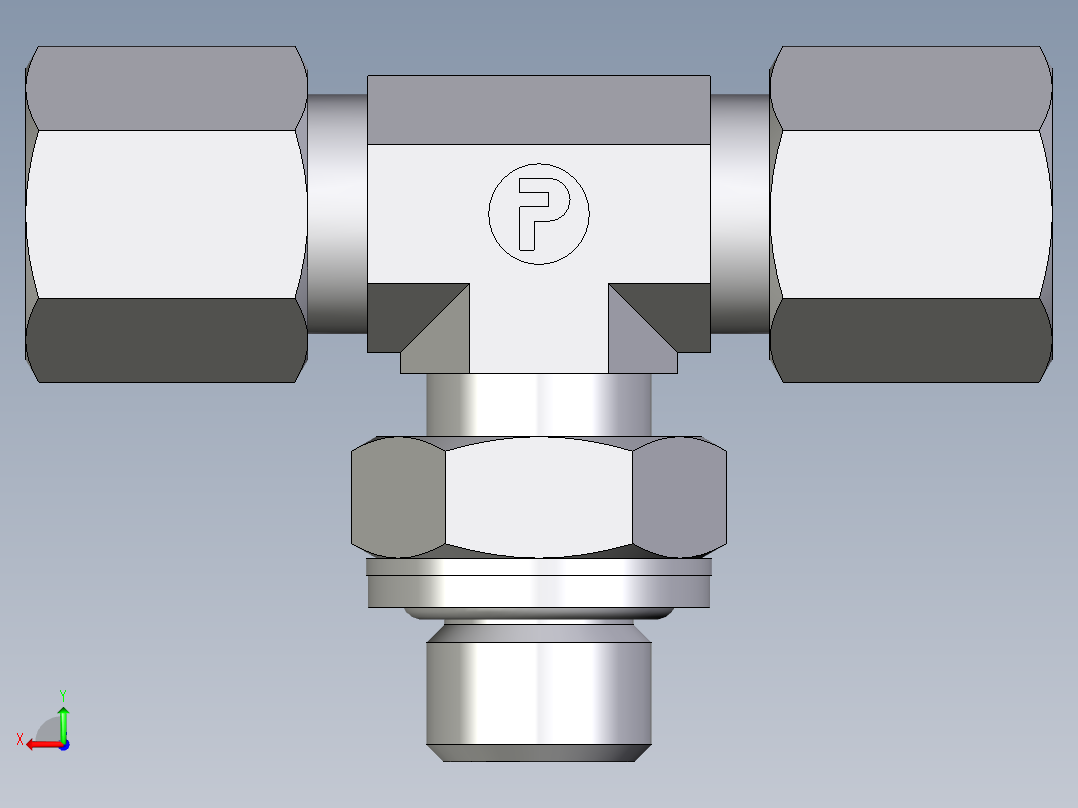 卡套式工业通用硬管接头EO_Adjustable_locknut_branch_tee_TEE06SRCF后视图