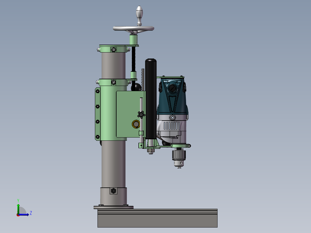 手动钻床三维SW模型左视图