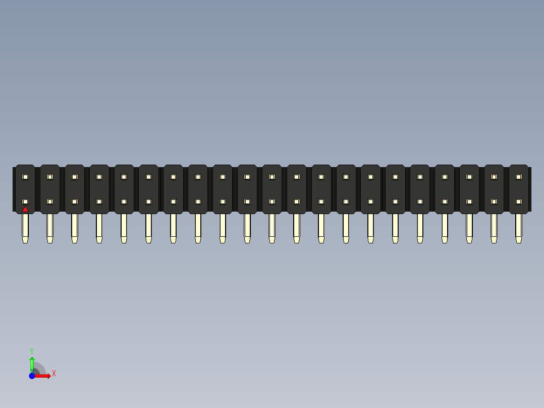 彩色公排针 100mil 2.54mm 系列-DS1022_black_2x21p_100mil_TypeD_rev1.0前视图