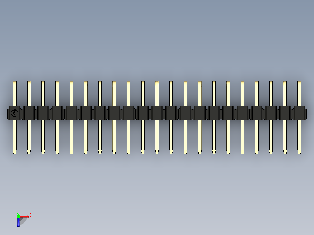 彩色公排针 100mil 2.54mm 系列-DS1022_black_2x21p_100mil_TypeD_rev1.0俯视图